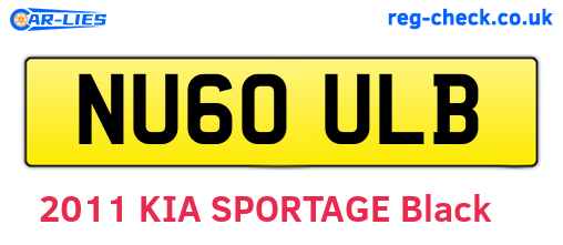 NU60ULB are the vehicle registration plates.