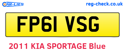 FP61VSG are the vehicle registration plates.