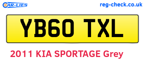 YB60TXL are the vehicle registration plates.