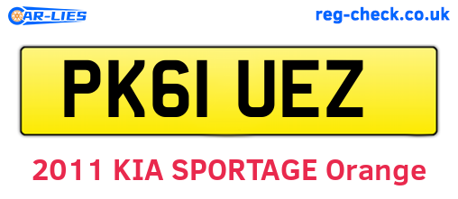 PK61UEZ are the vehicle registration plates.