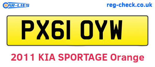 PX61OYW are the vehicle registration plates.