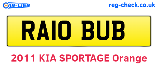 RA10BUB are the vehicle registration plates.