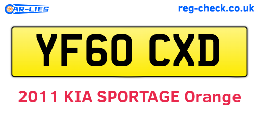 YF60CXD are the vehicle registration plates.