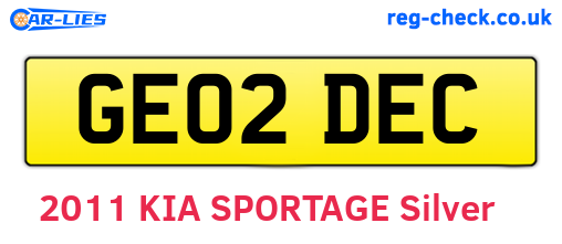 GE02DEC are the vehicle registration plates.