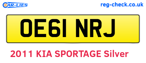 OE61NRJ are the vehicle registration plates.