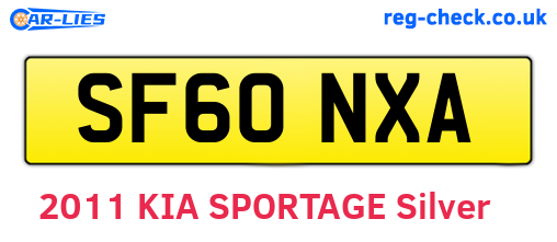 SF60NXA are the vehicle registration plates.