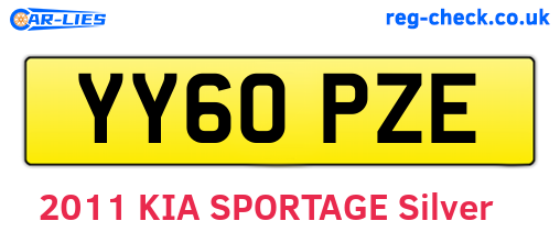 YY60PZE are the vehicle registration plates.