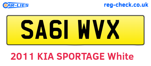 SA61WVX are the vehicle registration plates.