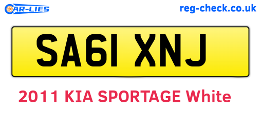 SA61XNJ are the vehicle registration plates.
