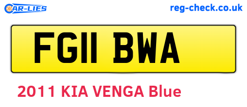 FG11BWA are the vehicle registration plates.