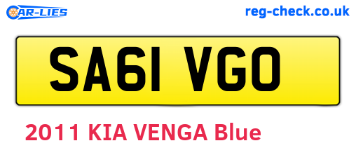 SA61VGO are the vehicle registration plates.