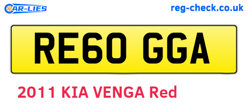 RE60GGA are the vehicle registration plates.