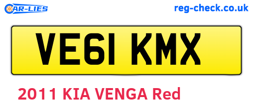 VE61KMX are the vehicle registration plates.