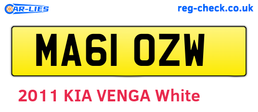 MA61OZW are the vehicle registration plates.