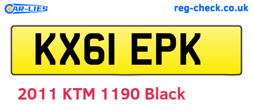 KX61EPK are the vehicle registration plates.
