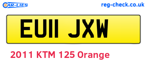 EU11JXW are the vehicle registration plates.