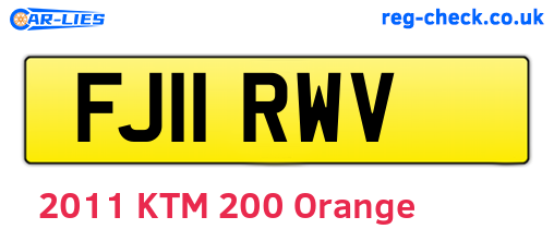 FJ11RWV are the vehicle registration plates.