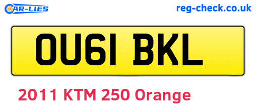 OU61BKL are the vehicle registration plates.