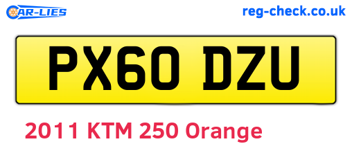 PX60DZU are the vehicle registration plates.