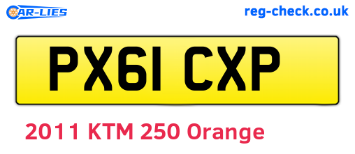 PX61CXP are the vehicle registration plates.