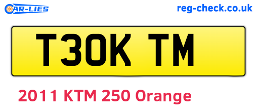 T30KTM are the vehicle registration plates.