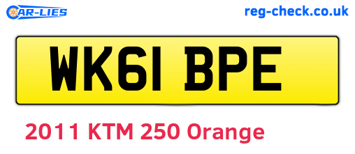 WK61BPE are the vehicle registration plates.