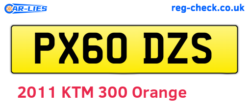 PX60DZS are the vehicle registration plates.