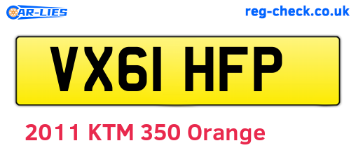 VX61HFP are the vehicle registration plates.