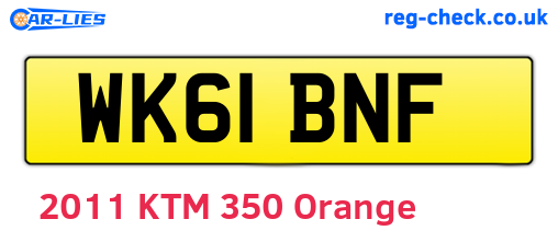 WK61BNF are the vehicle registration plates.