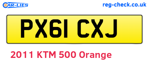 PX61CXJ are the vehicle registration plates.