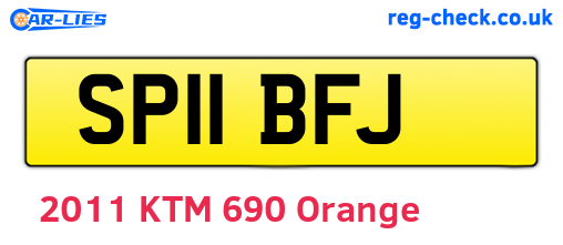SP11BFJ are the vehicle registration plates.