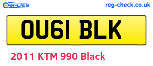 OU61BLK are the vehicle registration plates.
