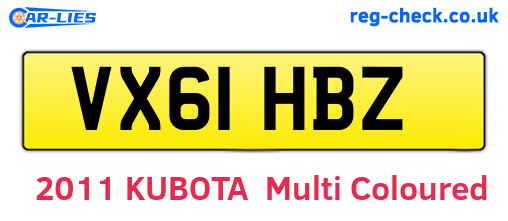 VX61HBZ are the vehicle registration plates.