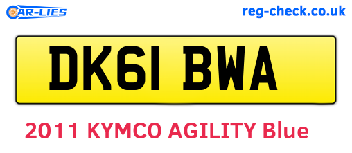 DK61BWA are the vehicle registration plates.