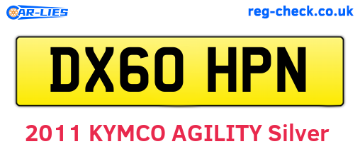 DX60HPN are the vehicle registration plates.