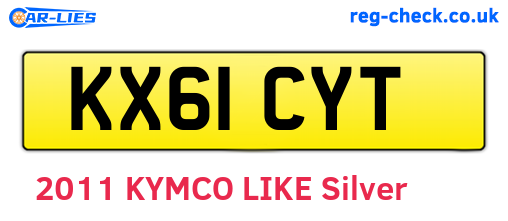 KX61CYT are the vehicle registration plates.
