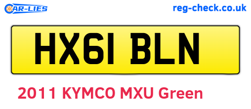 HX61BLN are the vehicle registration plates.