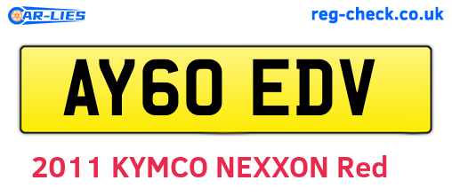 AY60EDV are the vehicle registration plates.