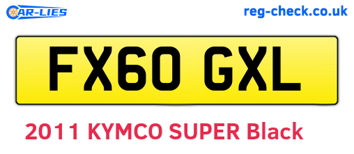 FX60GXL are the vehicle registration plates.