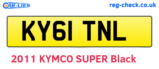 KY61TNL are the vehicle registration plates.