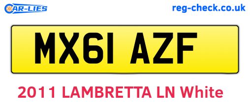 MX61AZF are the vehicle registration plates.