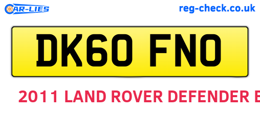 DK60FNO are the vehicle registration plates.