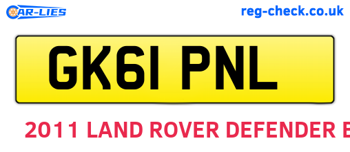 GK61PNL are the vehicle registration plates.