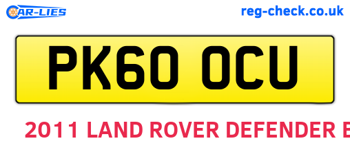 PK60OCU are the vehicle registration plates.