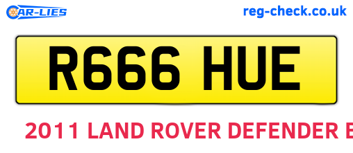 R666HUE are the vehicle registration plates.