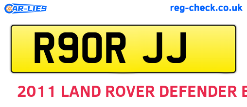 R90RJJ are the vehicle registration plates.