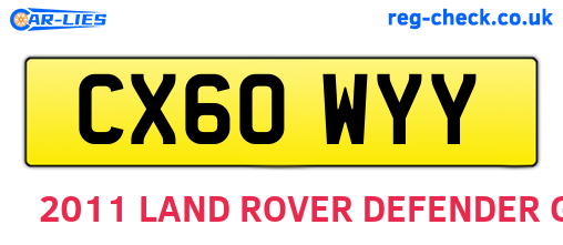 CX60WYY are the vehicle registration plates.