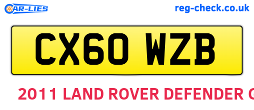 CX60WZB are the vehicle registration plates.