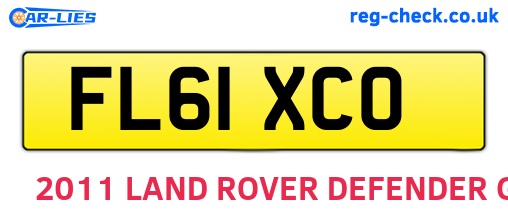 FL61XCO are the vehicle registration plates.