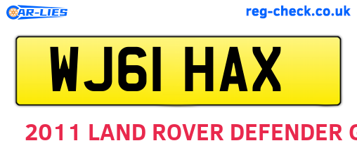 WJ61HAX are the vehicle registration plates.